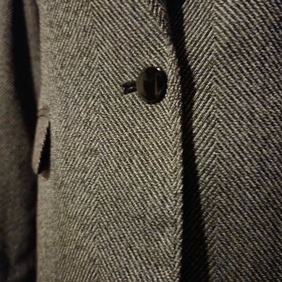 Calvin Klein Womens Petites Herringbone One-Button Blazer Black-Ivory Sz 8 - Picture 3 of 11